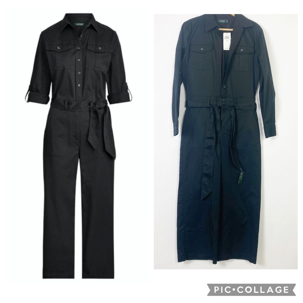 Ralph Lauren Black Belted Jumpsuit  Wardrobe Staple Stylish Cute Work Casual Sz4 - Picture 2 of 13